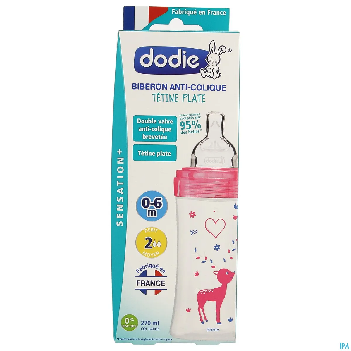Dodie Zuigfles Sensation+ Speen Debiet 2 (Fuchsia Love) 270ml