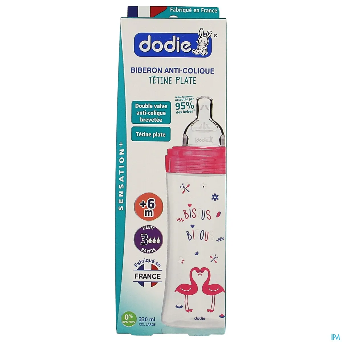 Dodie Zuigfles Sensation+ Speen Debiet 3 (Fuchsia Zwanen) 330ml