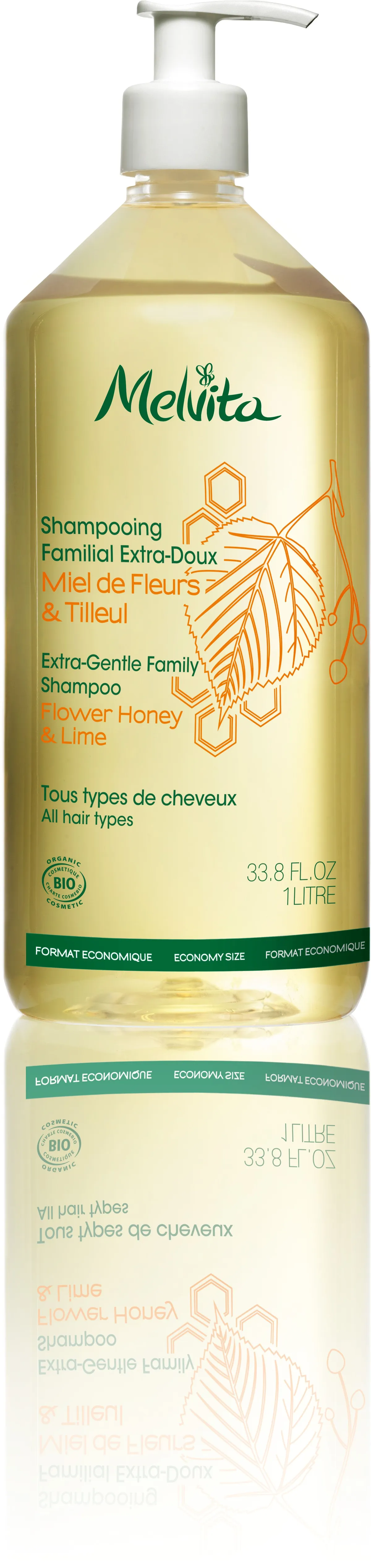 Melvita Shampooing Familial Extra-Doux Miel et Tilleul 1L