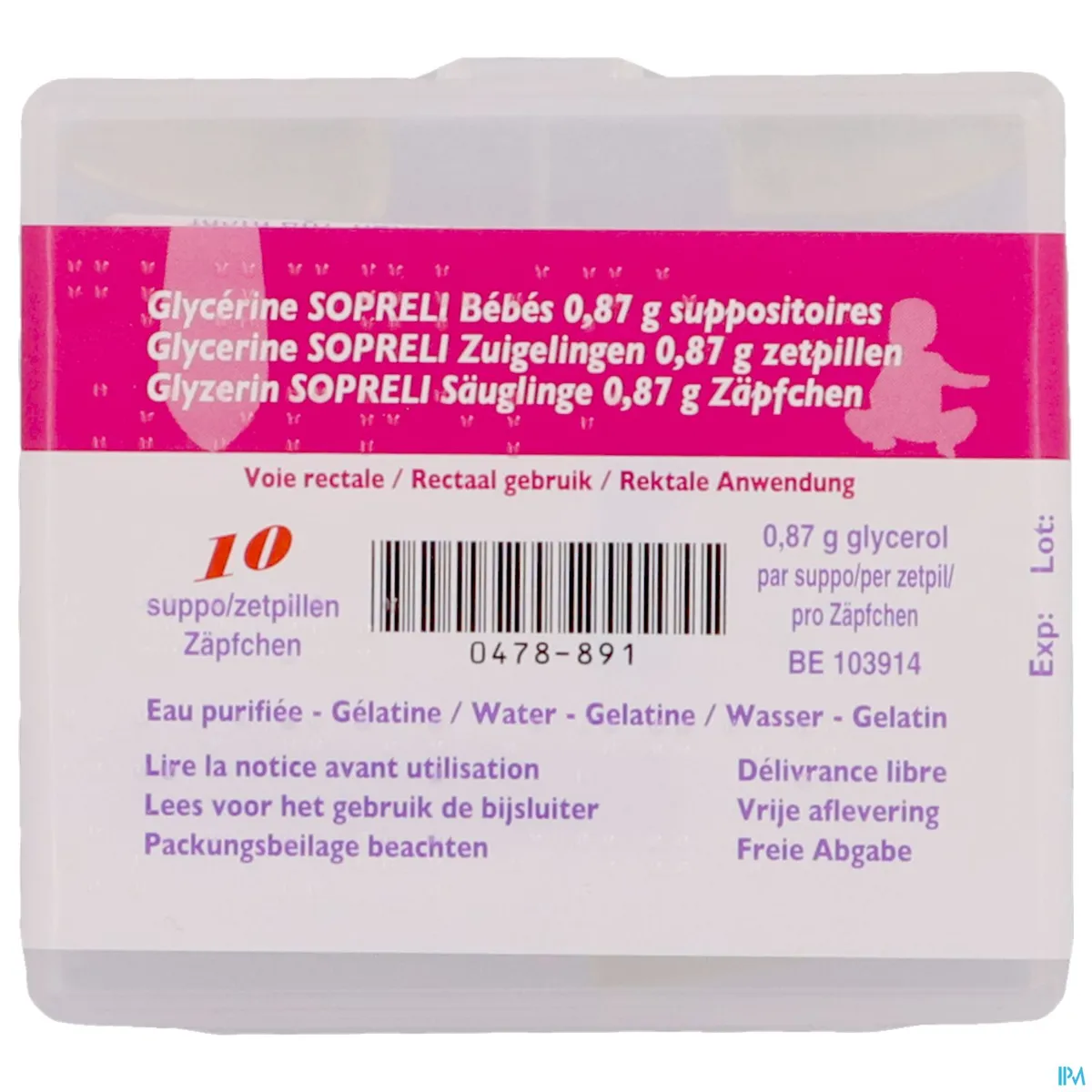 Glycérine Sopreli 10 Zetpillen voor Baby's