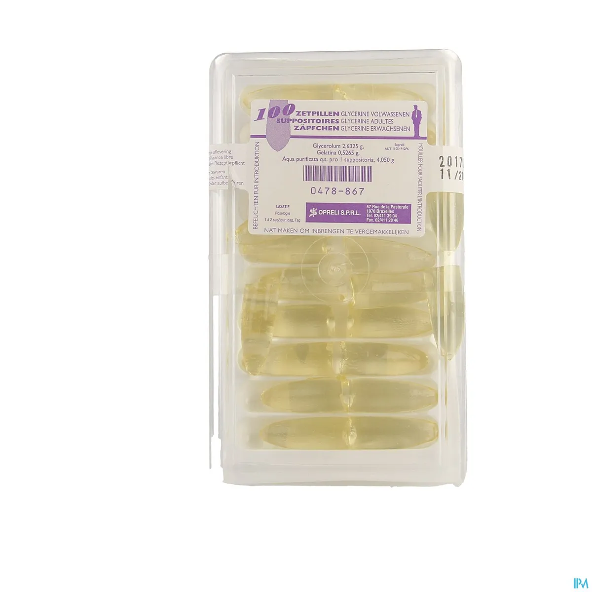 Glycérine Sopreli 100 Suppositoires pour Adultes