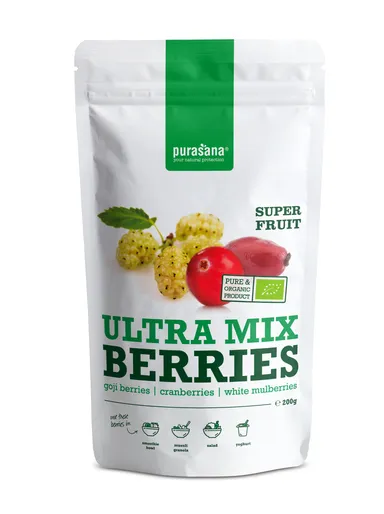 Purasana Mix Bio Baies de Goji, Canneberge et Mures Blanches 200g