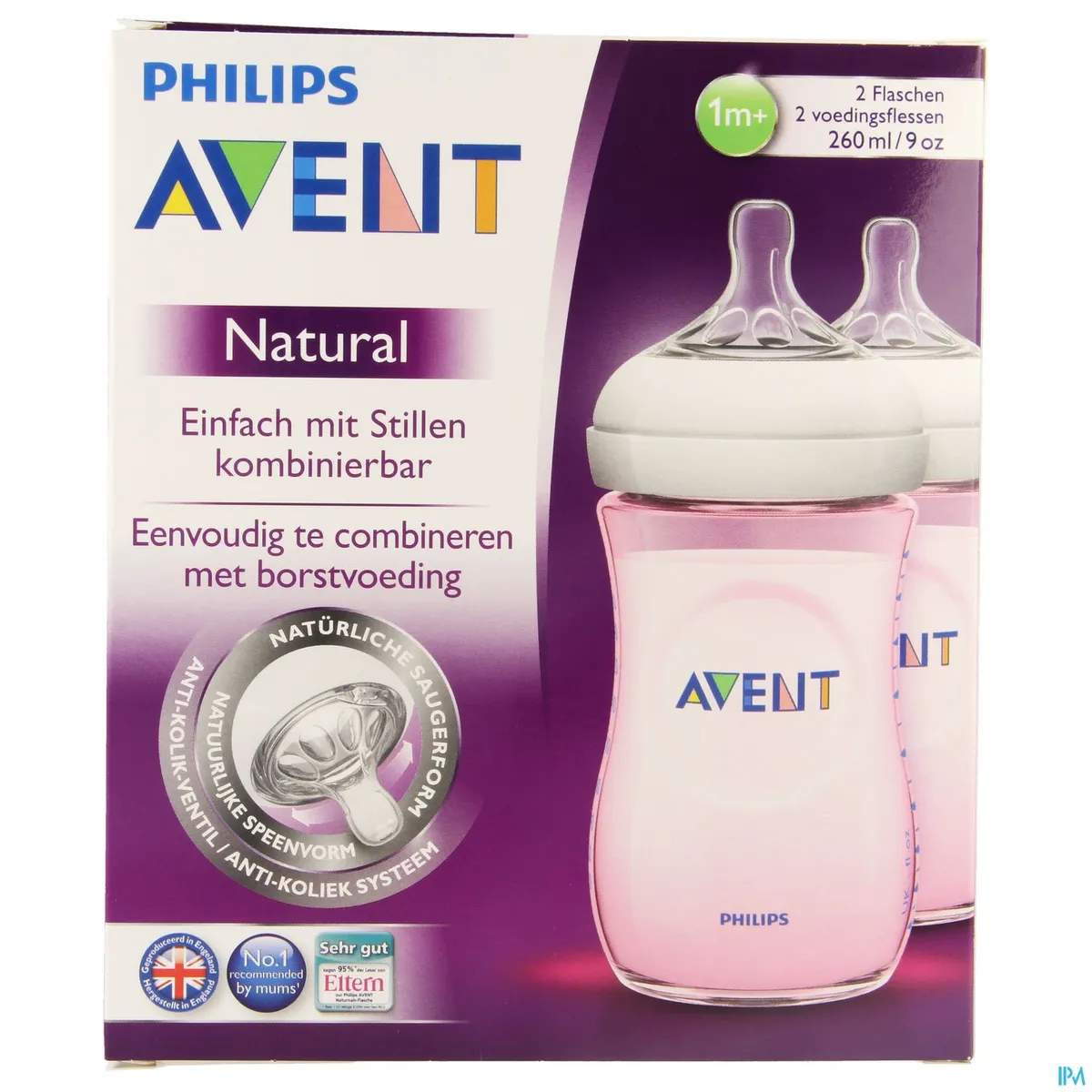 Philips Avent Zuigfles Natural Roze Duo 2x260ml