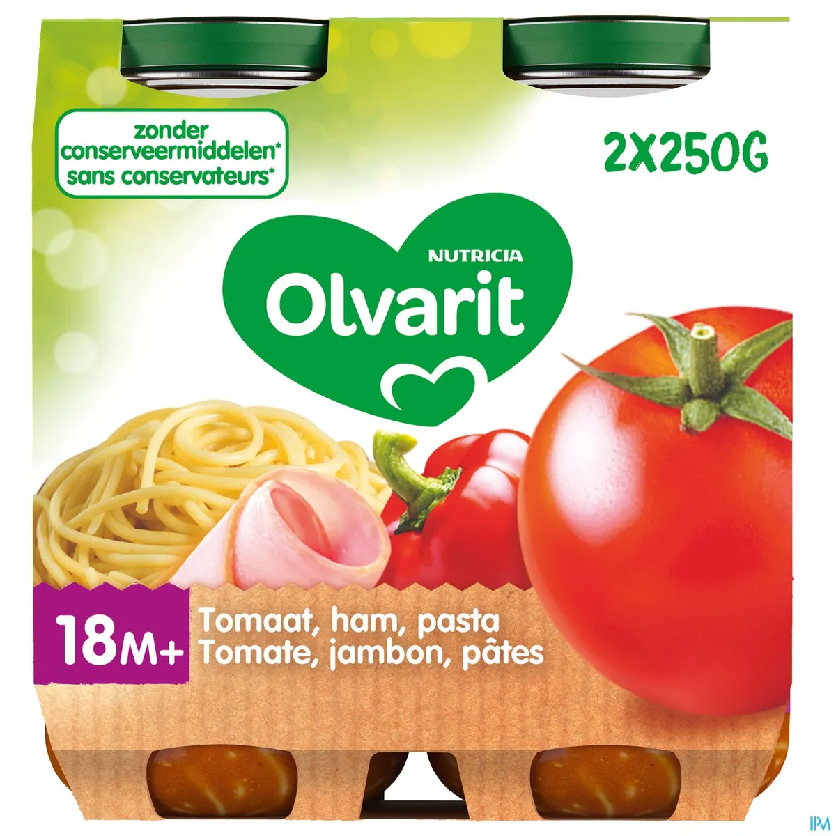 Olvarit Maaltijd Macaroni Tomaat Ham 2x250g (18 maanden)