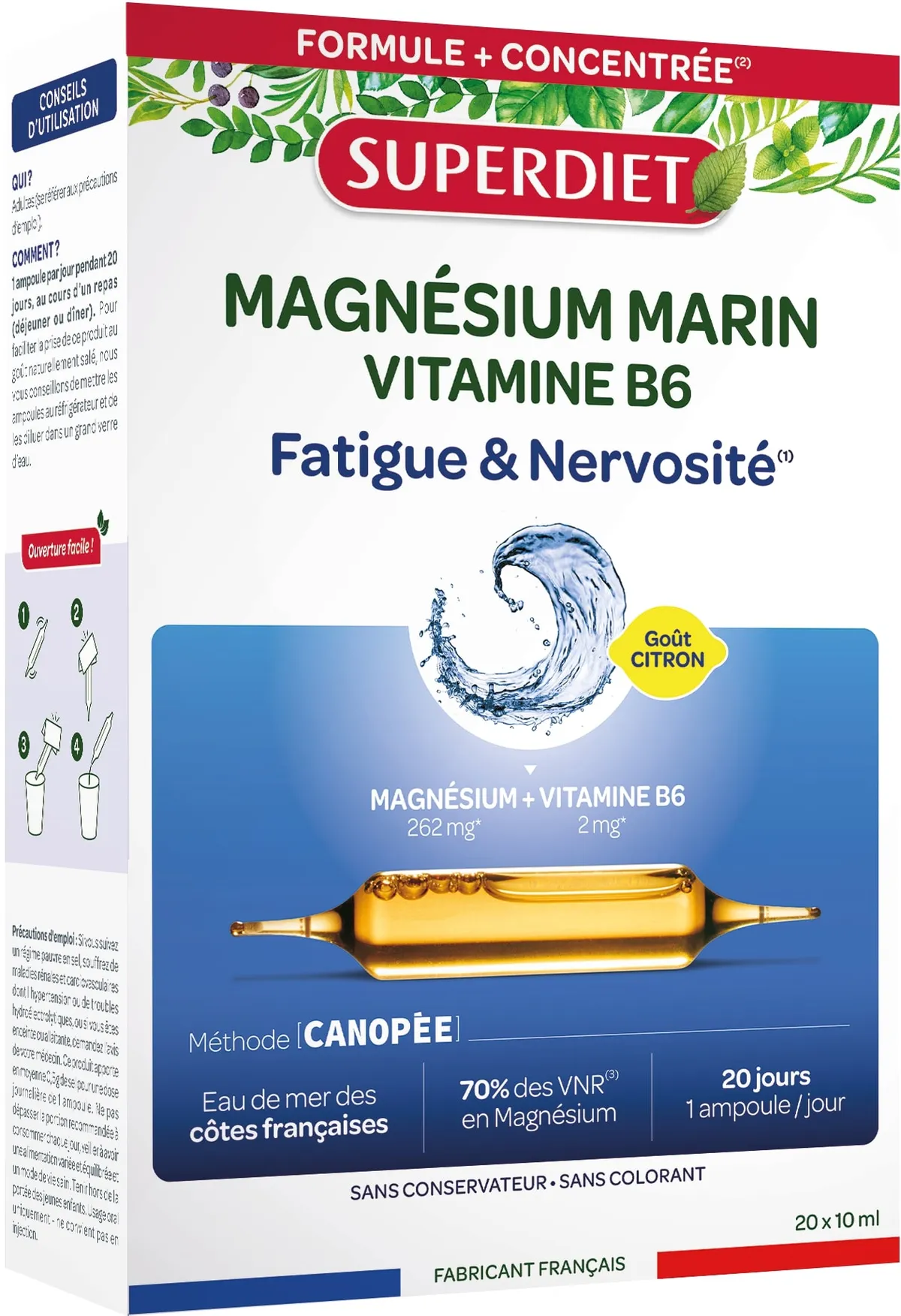 Superdiet Magnésium Marin Vitamine B6 Ampoules 20x10ml