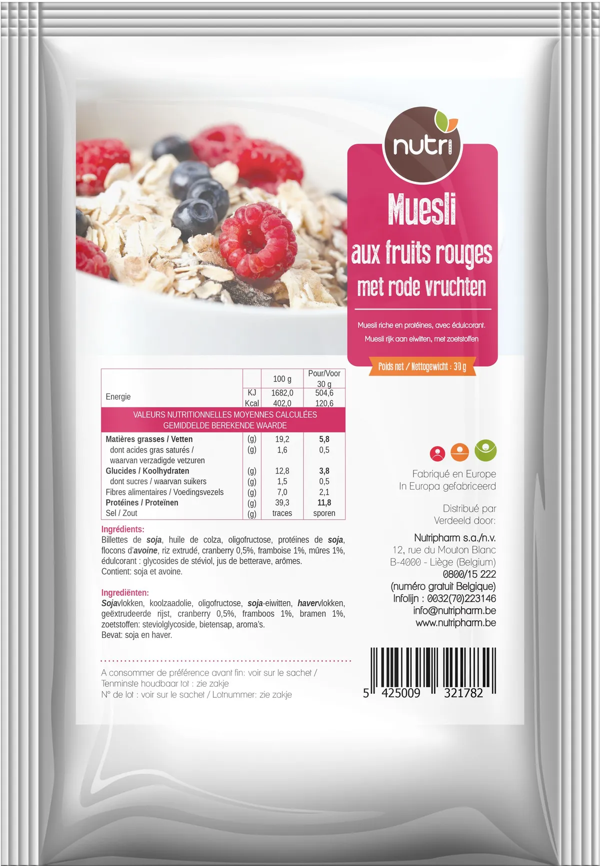Nutripharm Muesli Fruits Rouges 1x30g
