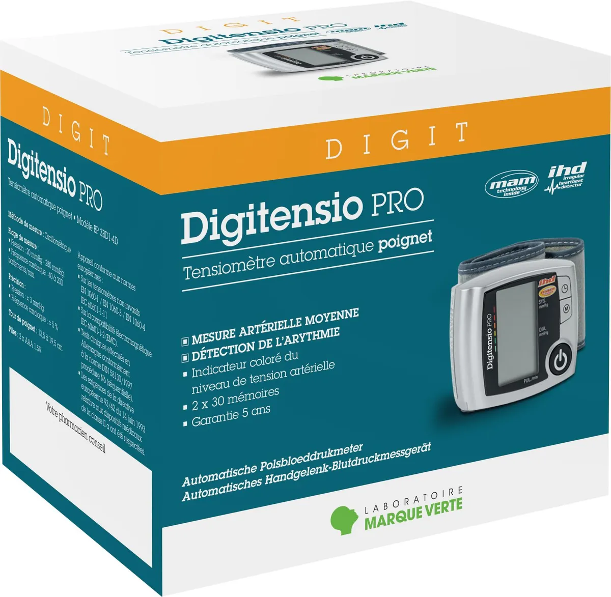Marque Verte Digitensio Tensiomètre Poignet MAM + IHD
