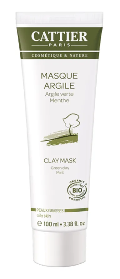 Cattier Masque Visage Argile Verte Bio Peau Mixte à Grasse 100ml