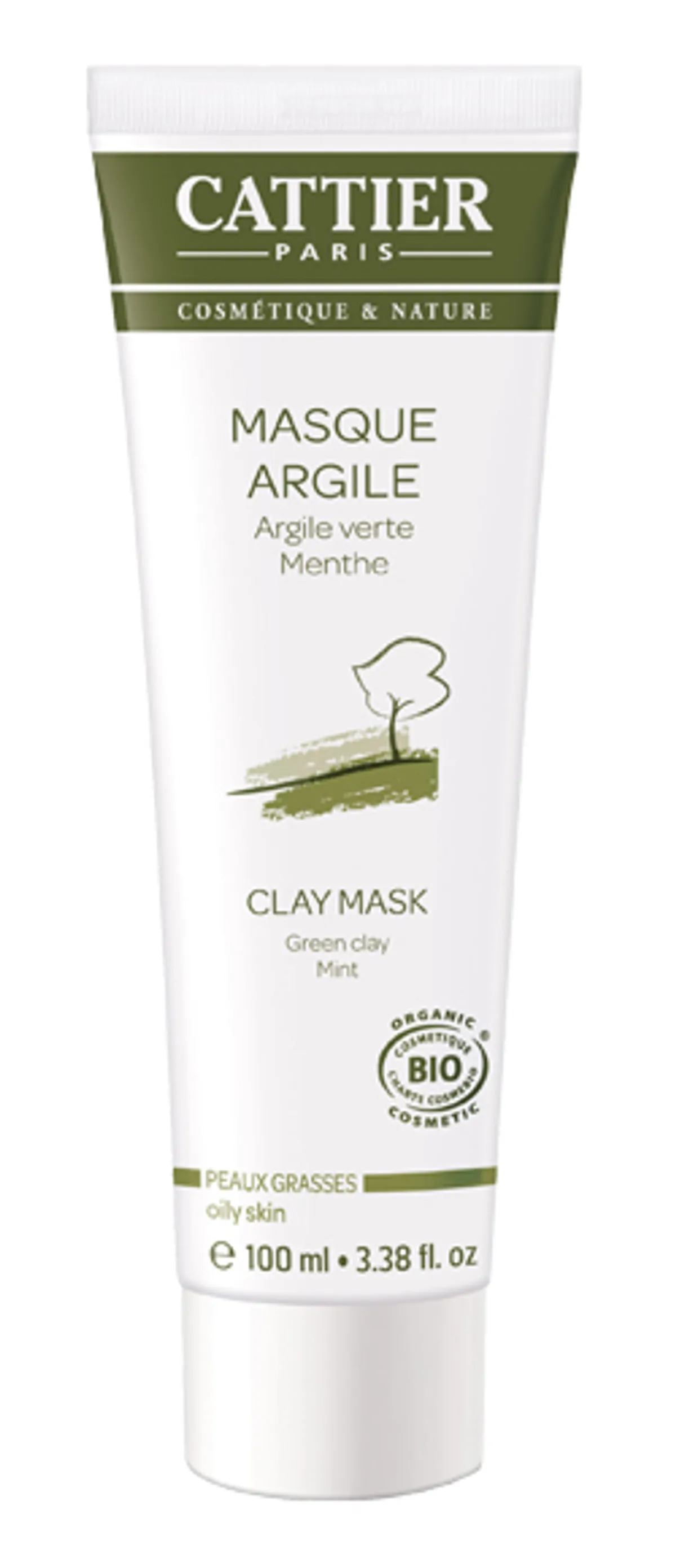 Cattier Gezichtsmasker Groene Klei Bio Gemengde tot Vette Huid 100ml