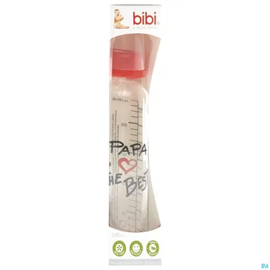 BIBI Glazen Zuigfles Mama of Papa 250ml