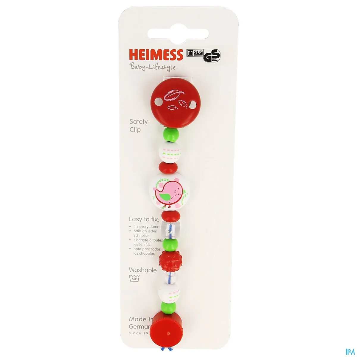 Heimess Fopspeenketting Plastic Roze Vogel