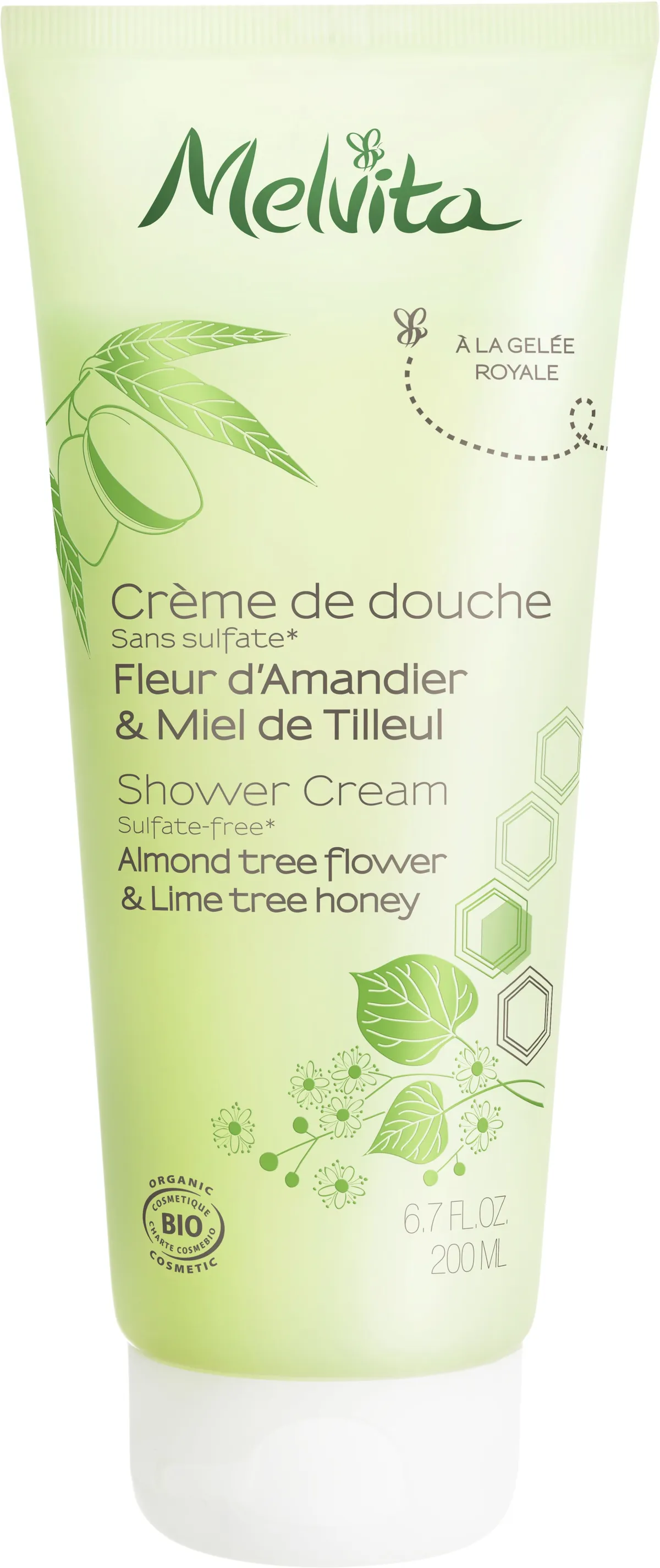 Melvita Crème de Douche Fleur d'Amandier et Miel de Tilleul Bio 200ml
