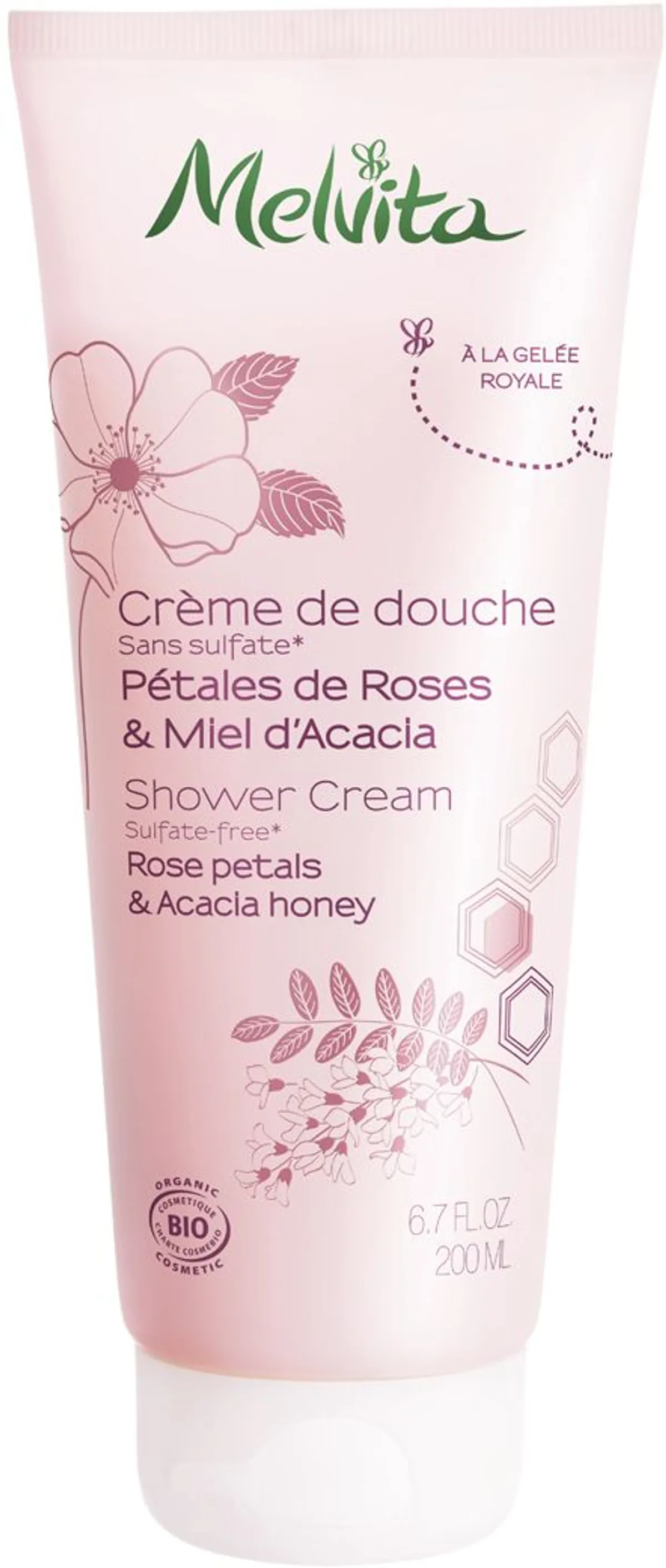 Melvita Crème de Douche Pétales de Rose et Miel d'Acacia Bio 200ml
