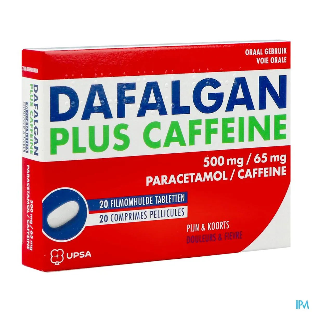 Dafalgan Plus Caffeine 500 mg/65mg 20 Comprimés Pelliculés
