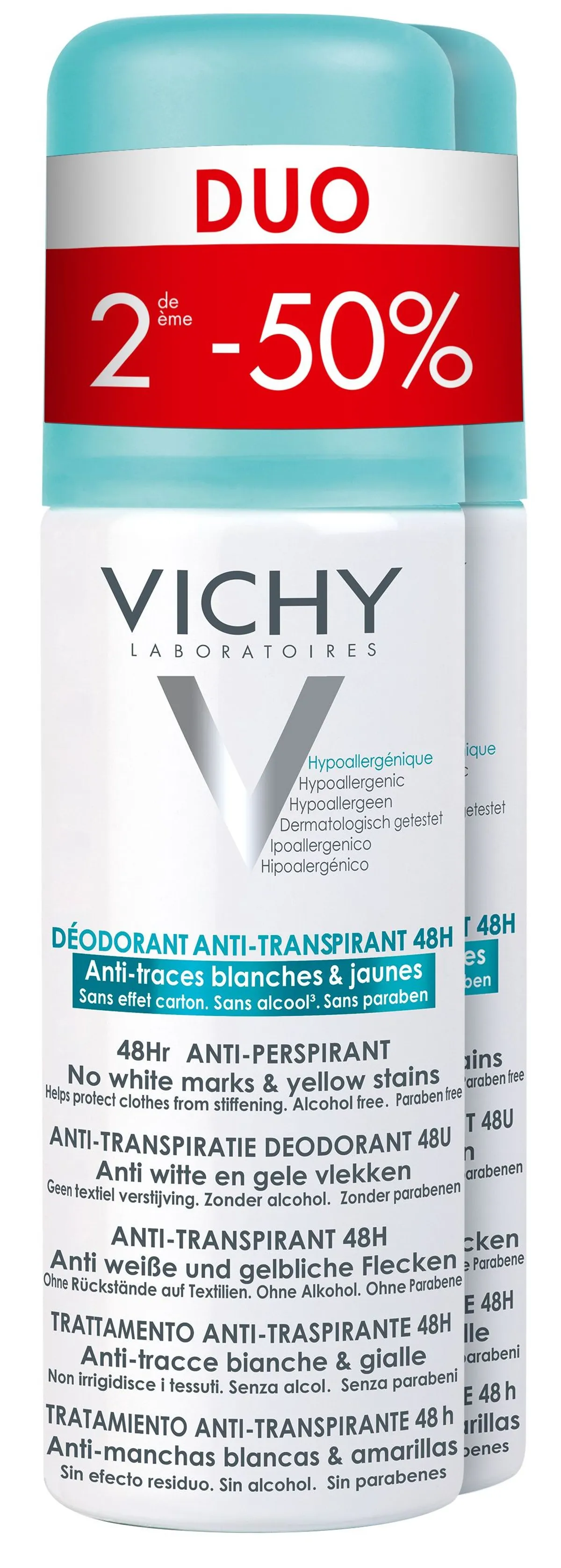 Vichy Déodorant Anti Trace Aérosol 2x125ml (2ème produit à - 50%)