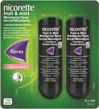 Nicorette Fruit & Mint 1 Mg De Nicotine Spray Dos 2x150