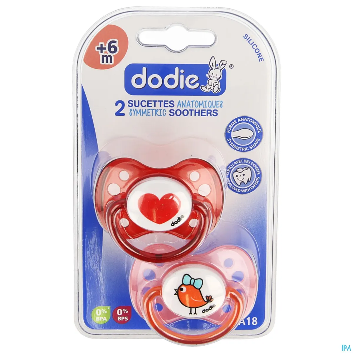 Dodie Anatomische Fopspenen Siliconen Hart en Vogel +6m