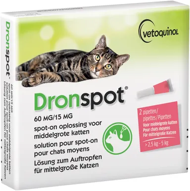 Dronspot 60mg/15mg Spot-on Chat Moyen>2,5-5kg Pip2