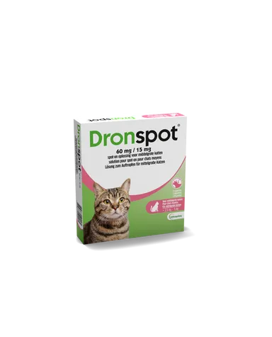 Dronspot 60 mg/15 mg Spot-on Kat Gemiddeld>2,5-5 kg Pip2