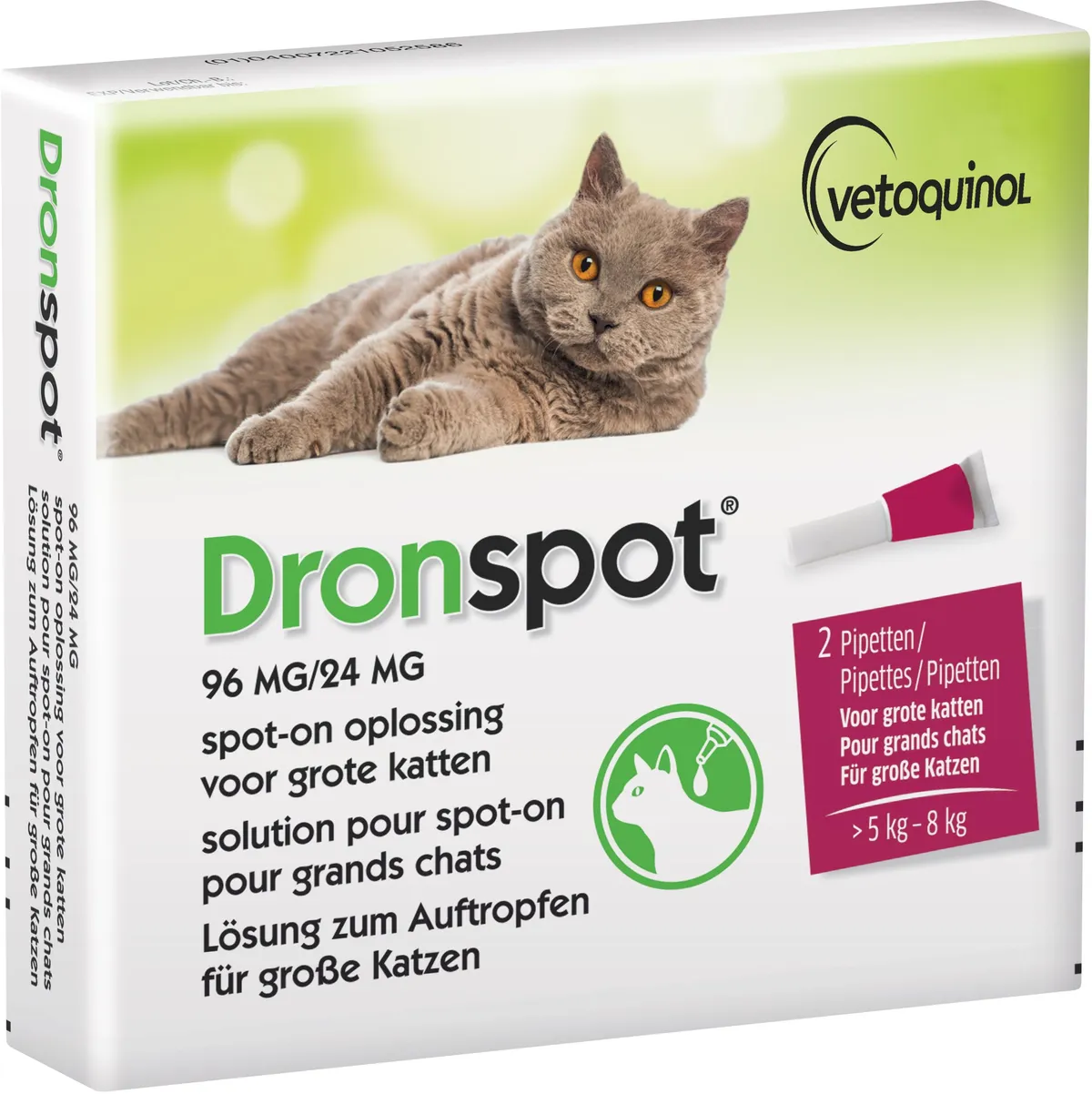 Dronspot 96mg/24mg Spot-on Chat Grand >5-8kg Pip 2