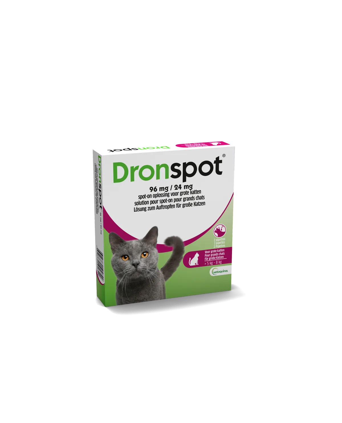 Dronspot 96 mg/24 mg Spot-on Katten Groot >5-8 kg Pip 2