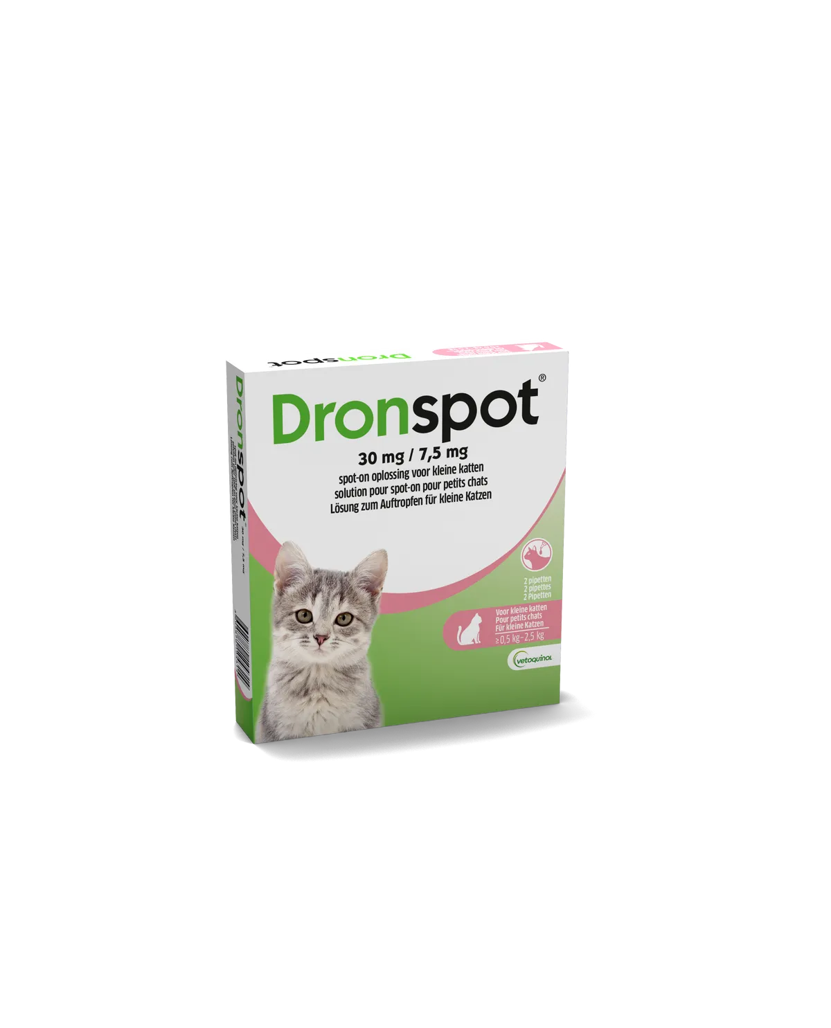 Dronspot 30 mg/7,5 mg Spot-on Kat Kl.>0,5-2,5 kg Pip2