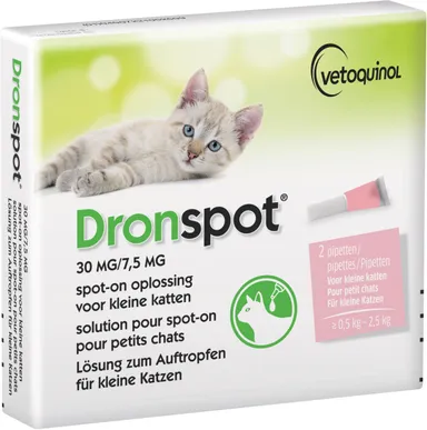 Dronspot 30 mg/7,5 mg Spot-on Kat Kl.>0,5-2,5 kg Pip2