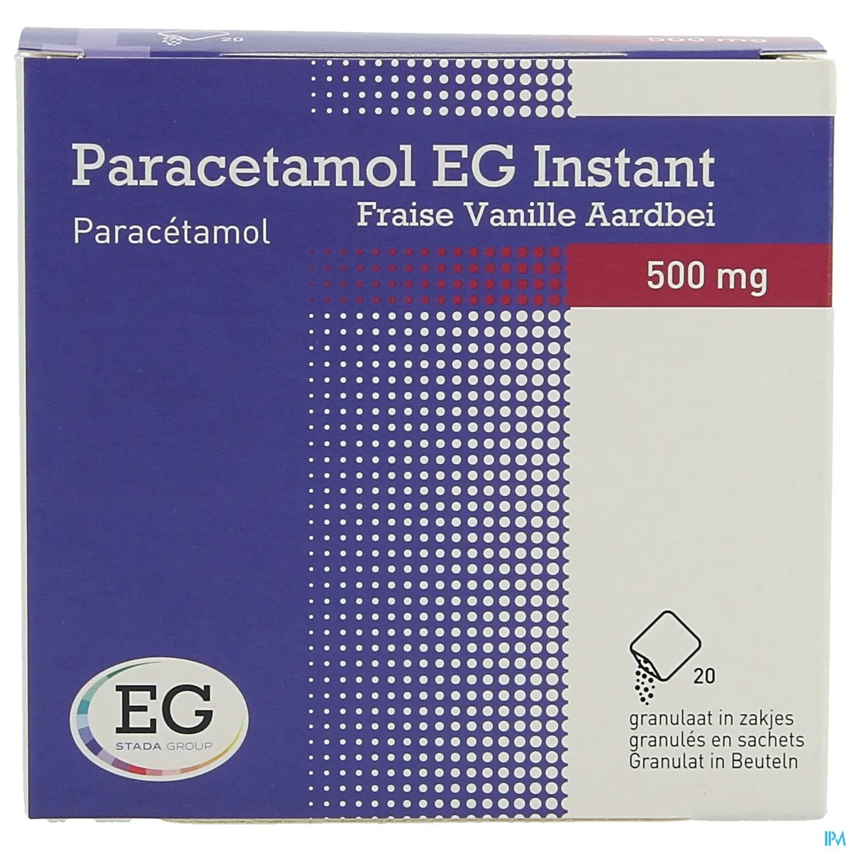 PARACETAMOL EG INST.500MG VANILLE-FRAISE SACH20