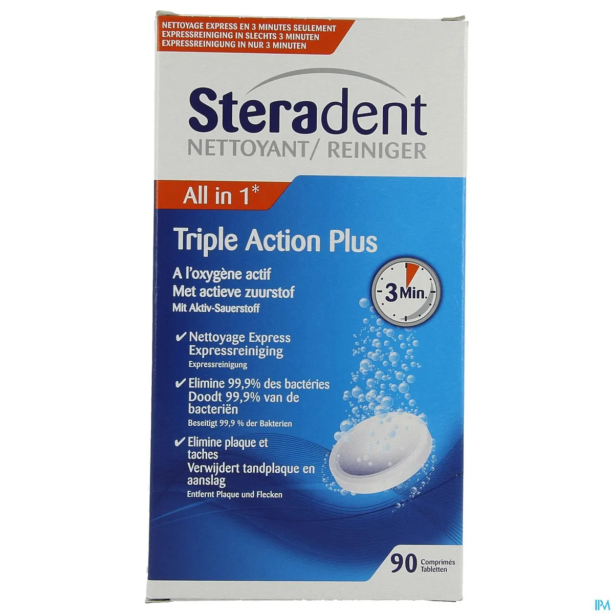 Steradent Triple Action Plus 90 Reinigingstabletten