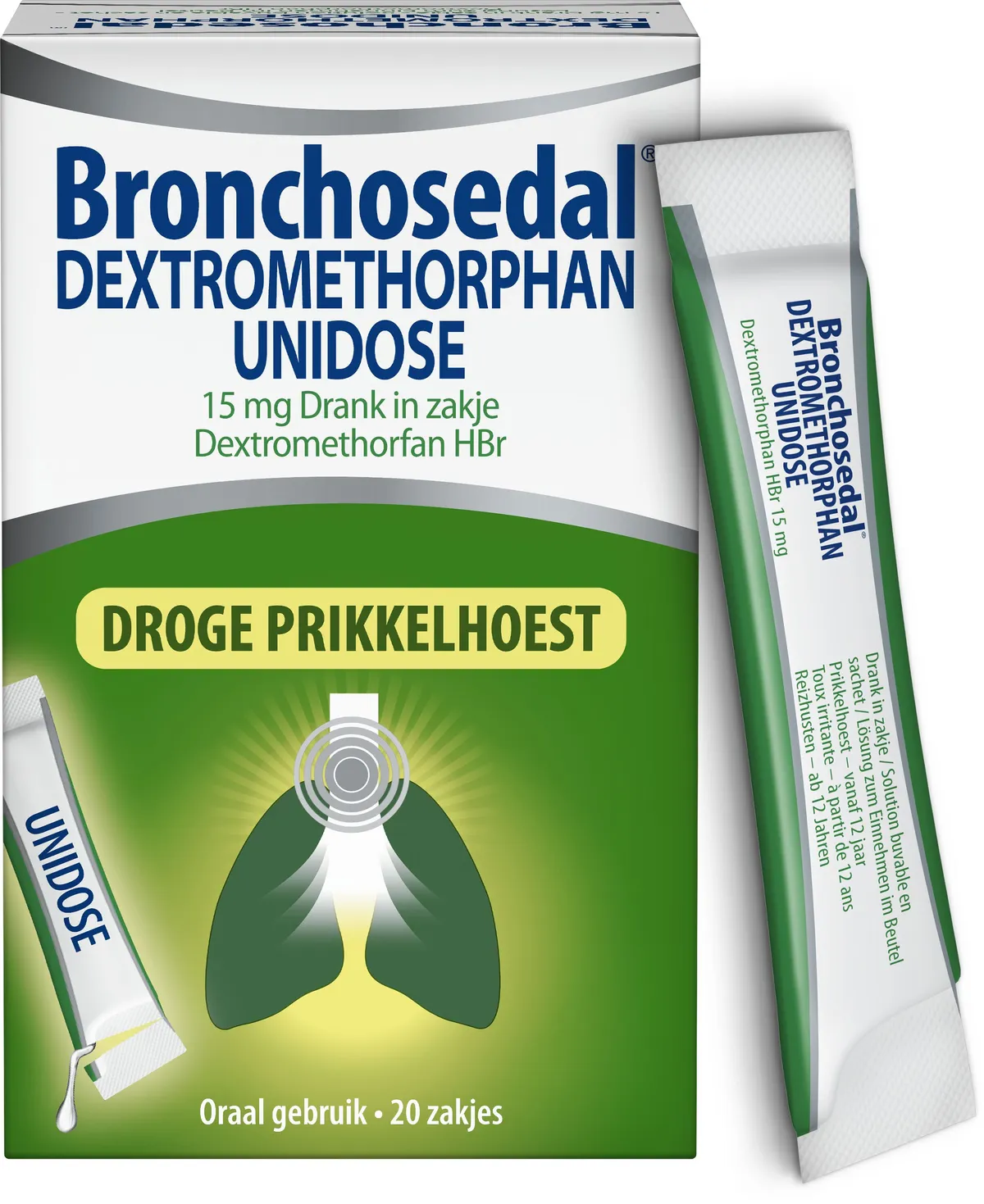 Bronchosedal Dextromethorphan 15mg Unidose 20 Zakjes