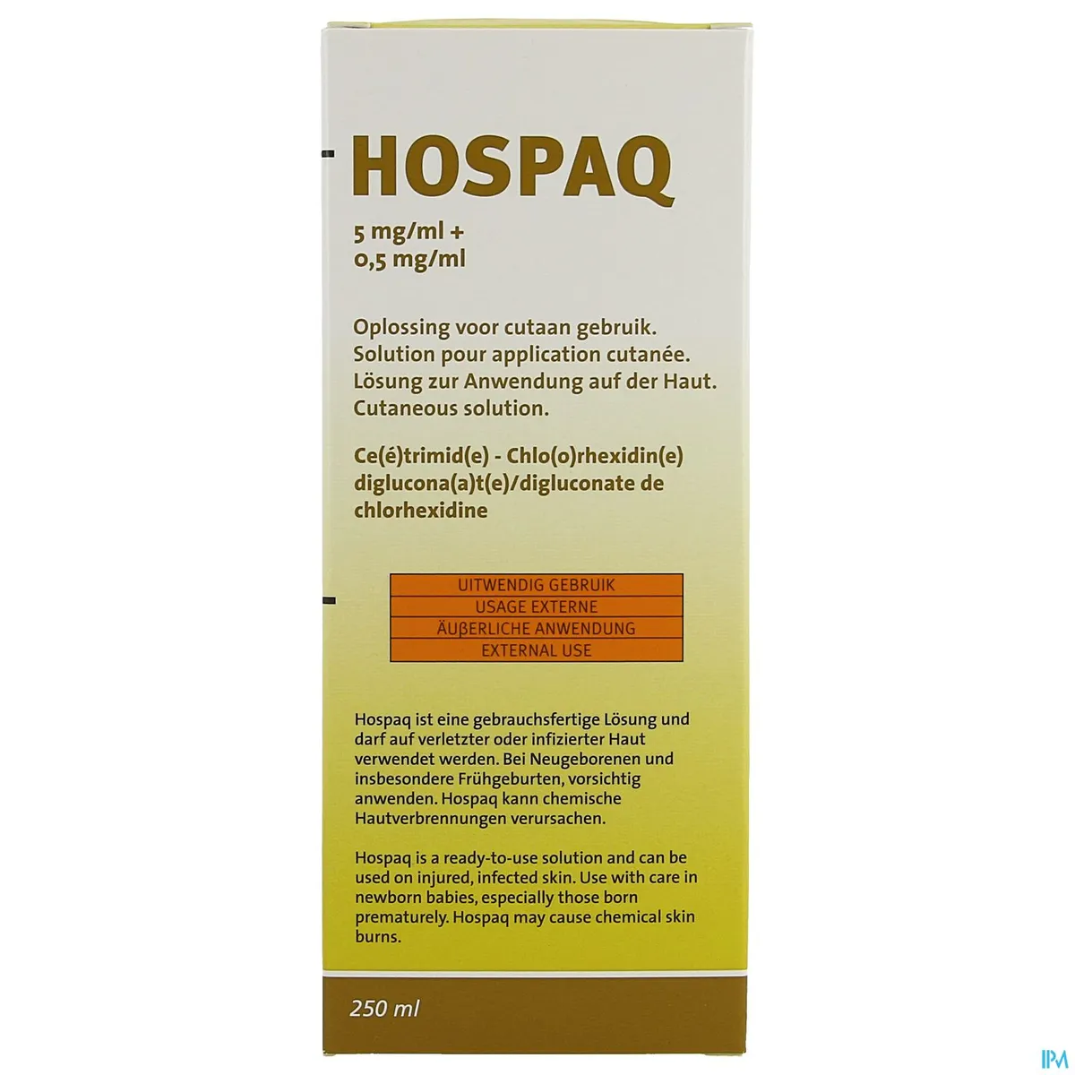Hospaq 5 mg/ml + 0,5 mg/ml Huidoplossing 250 ml