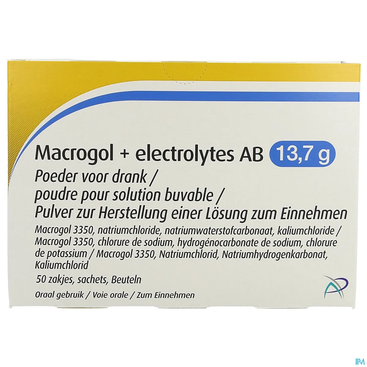 Macrogol + Elektrolyten AB 13,7 g 50 Poederzakjes