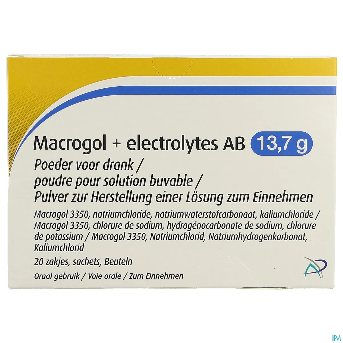 Macrogol + Elektrolyten AB 13,7 g 20 Poederzakjes