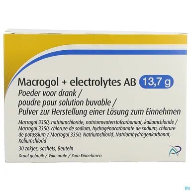 Macrogol + Elektrolyten AB 13,7 g 30 Poederzakjes