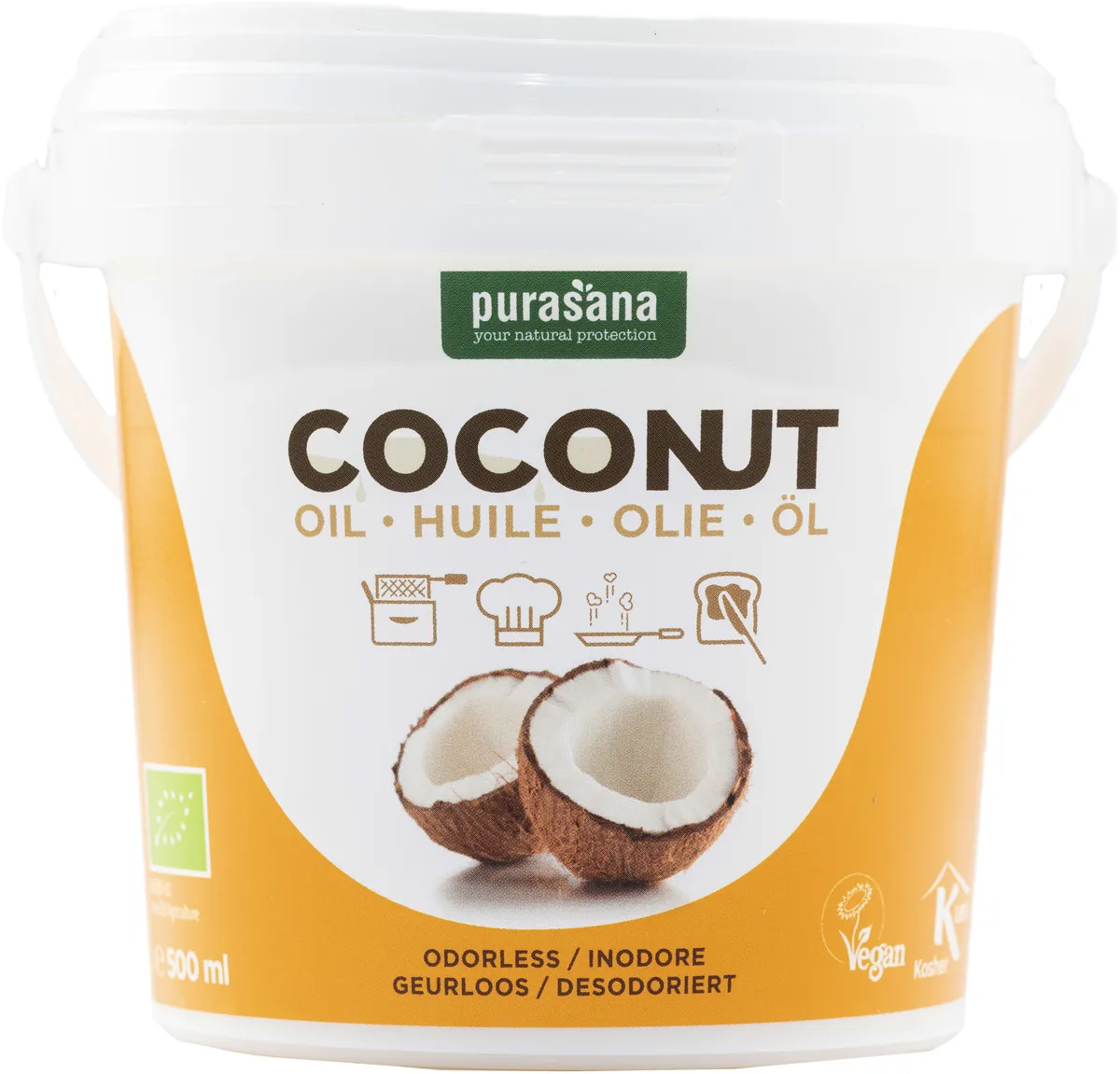 Purasana Huile de noix de coco désodorisée 500ml