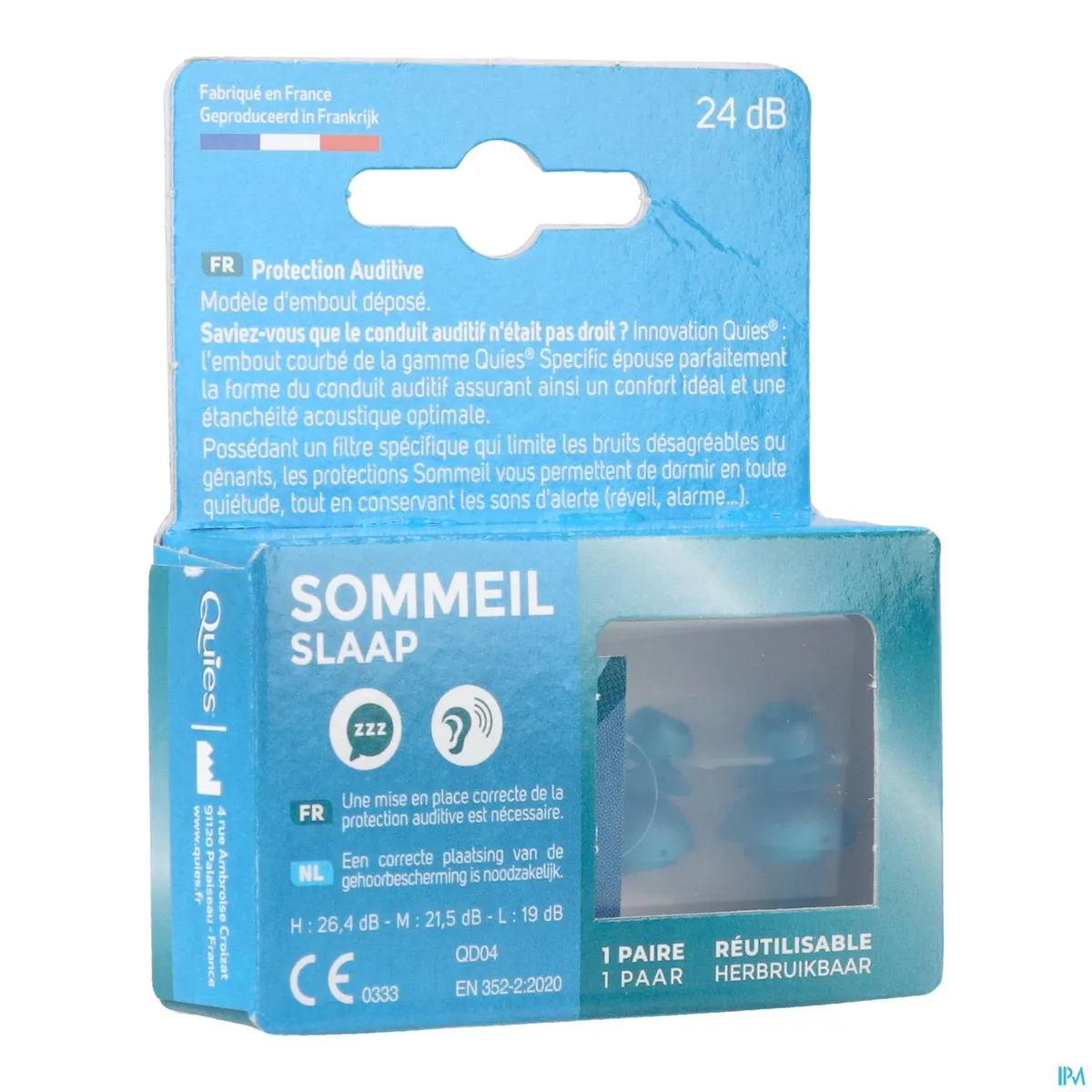 Quies Protection Auditive Sommeil Réutilisable 1 Paire