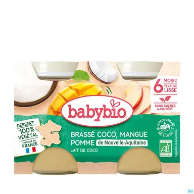 Babybio Brassé Coco Mangue Pomme +6M 2x130g