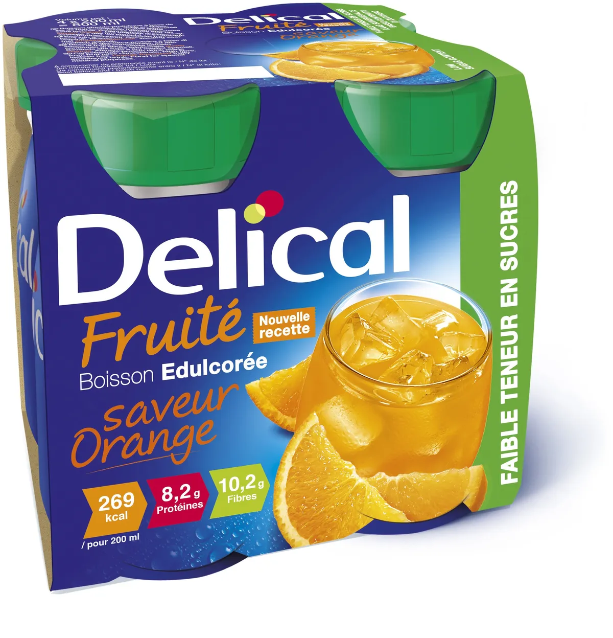 Delical Fruité Boisson Edulcorée Orange 4x200ml