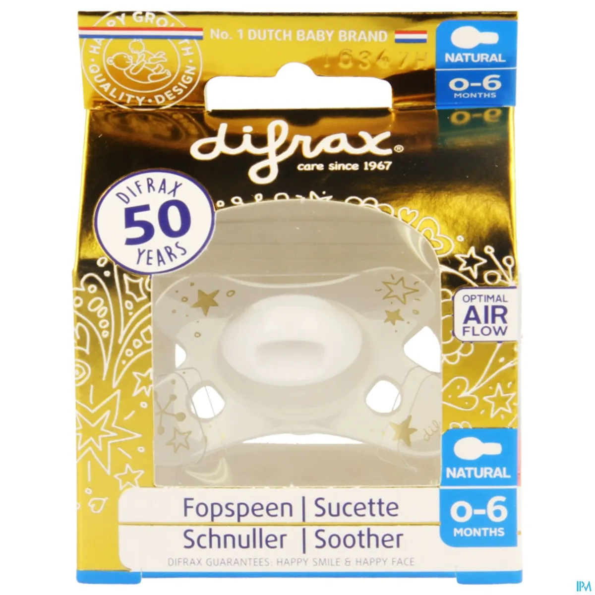 Difrax Fopspeen 0-6m Natural Gold