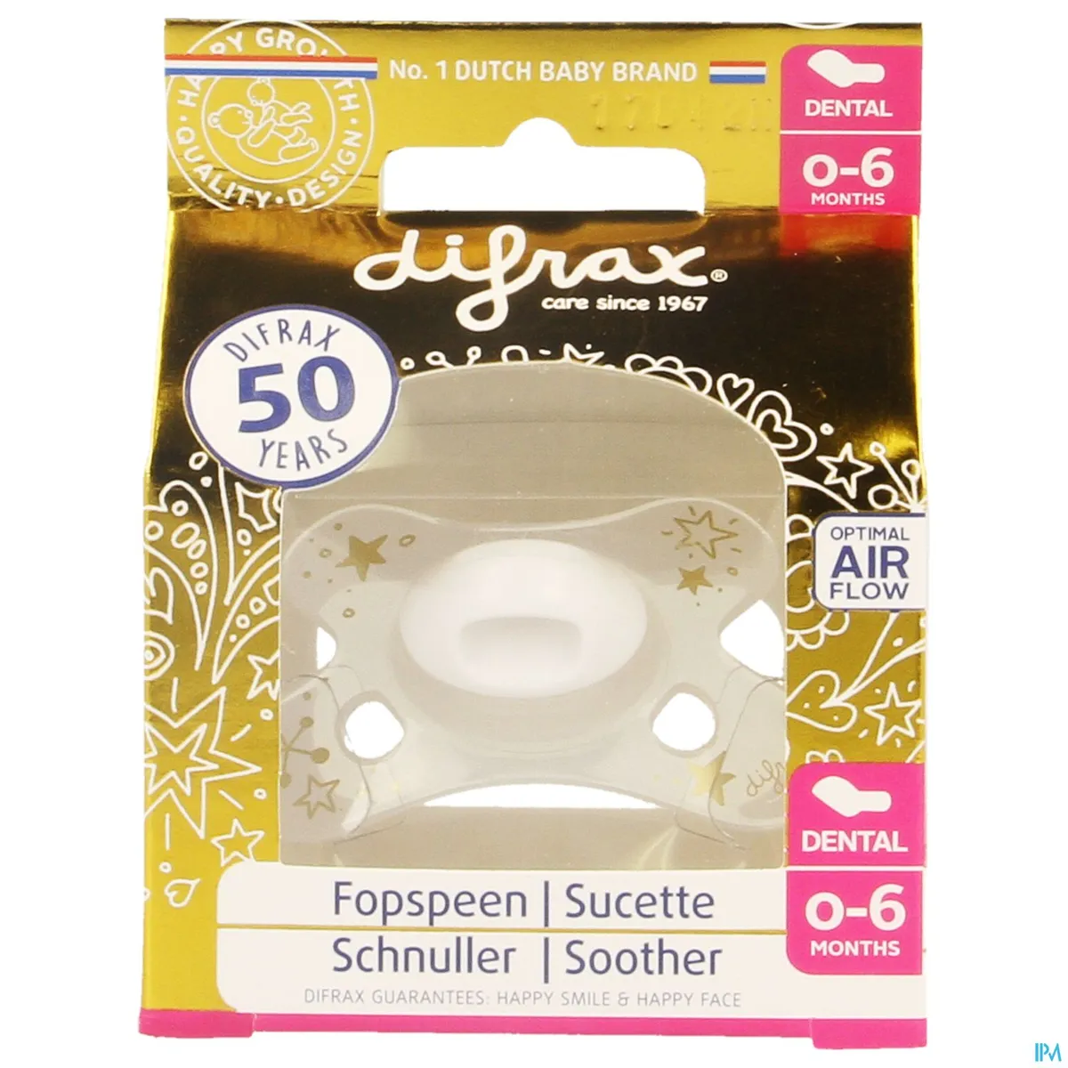 Difrax Fopspeen 0-6m Dental Gold