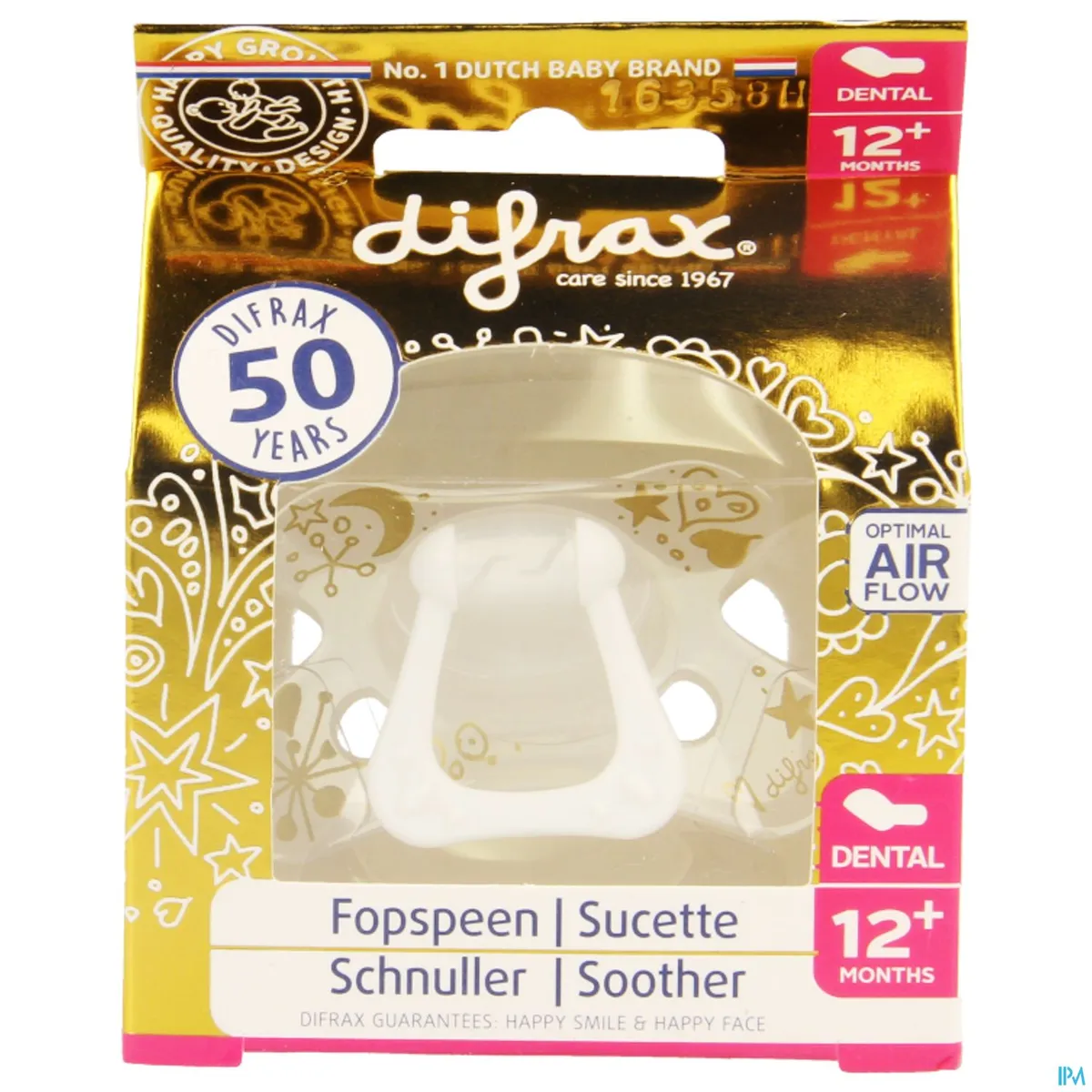 Difrax Fopspeen 12+m Dental Gold