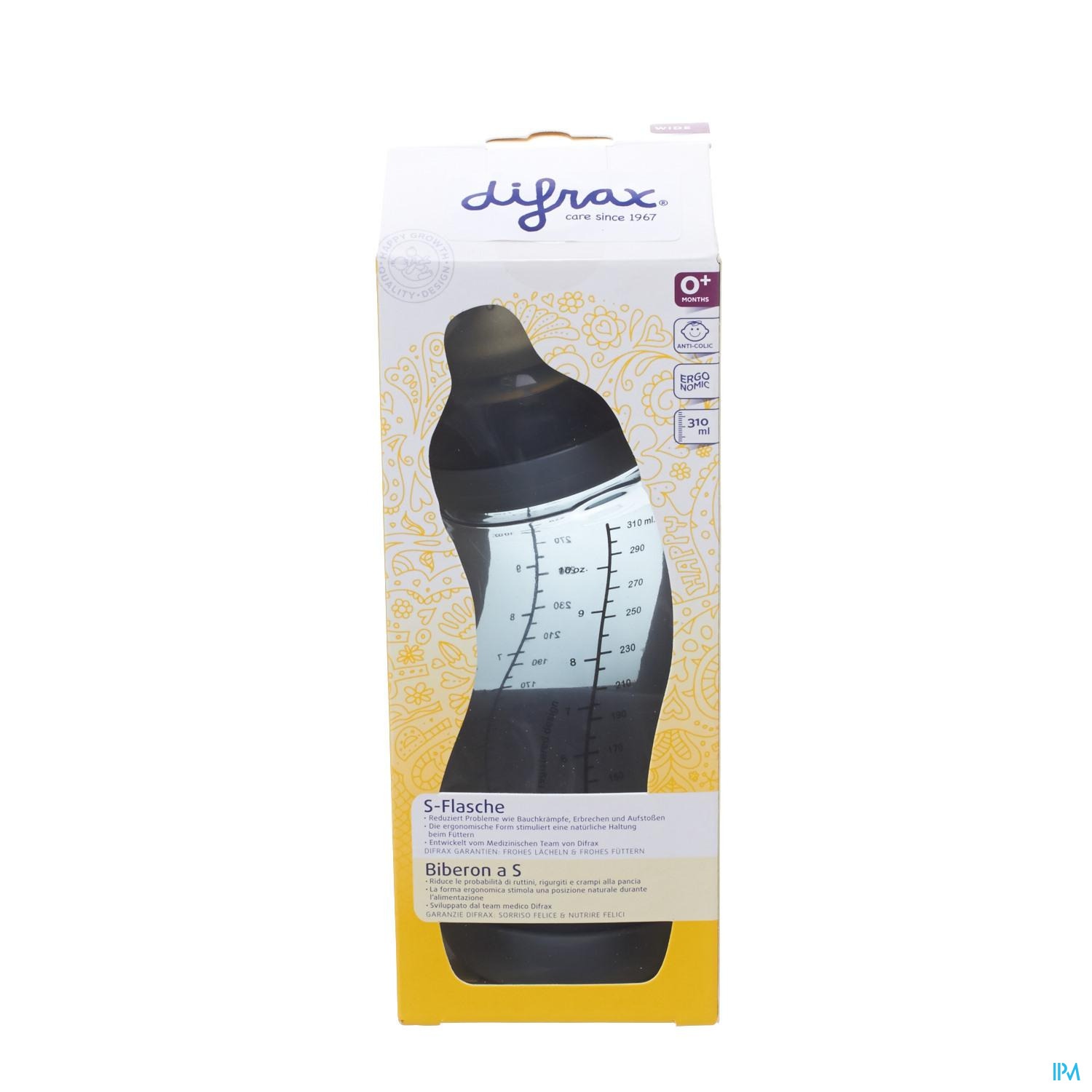 Difrax S-Fles Wide 310 ml - Zuigflessen | Online parafarmacie - Medi-Market