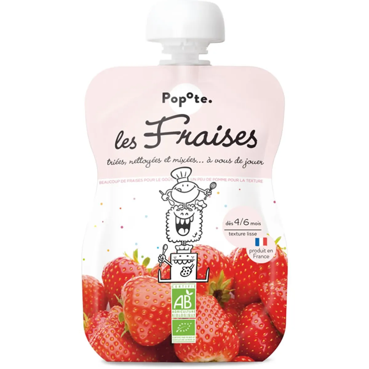 Popote Knijpfles Biologische Aardbei 120 g