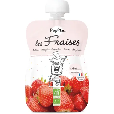 Popote Knijpfles Biologische Aardbei 120 g