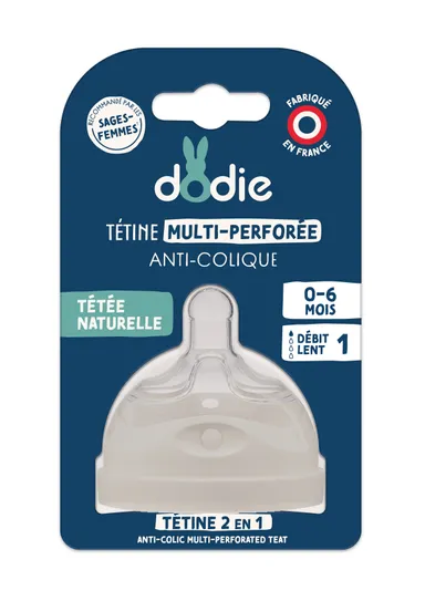 Dodie Tétine Multi-Perforée Anti-Colique +0M Débit 1
