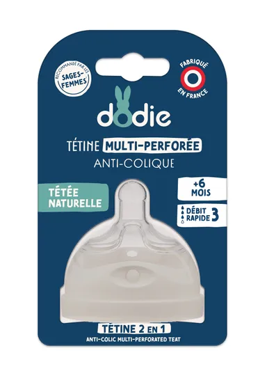 Dodie Tétine Multi-Perforée Anti-Colique +6 M Débit 2