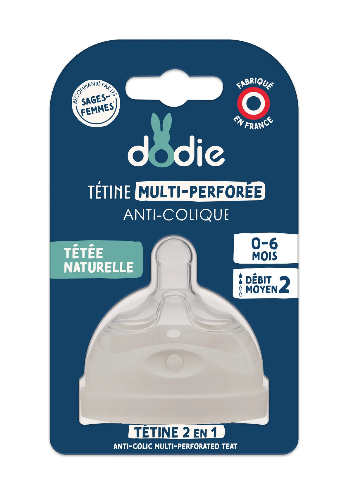 Dodie Tétine Multi-Perforée Anti-Colique +3M Débit 1