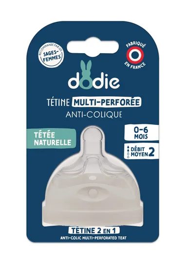 Dodie Tétine Multi-Perforée Anti-Colique +3M Débit 1