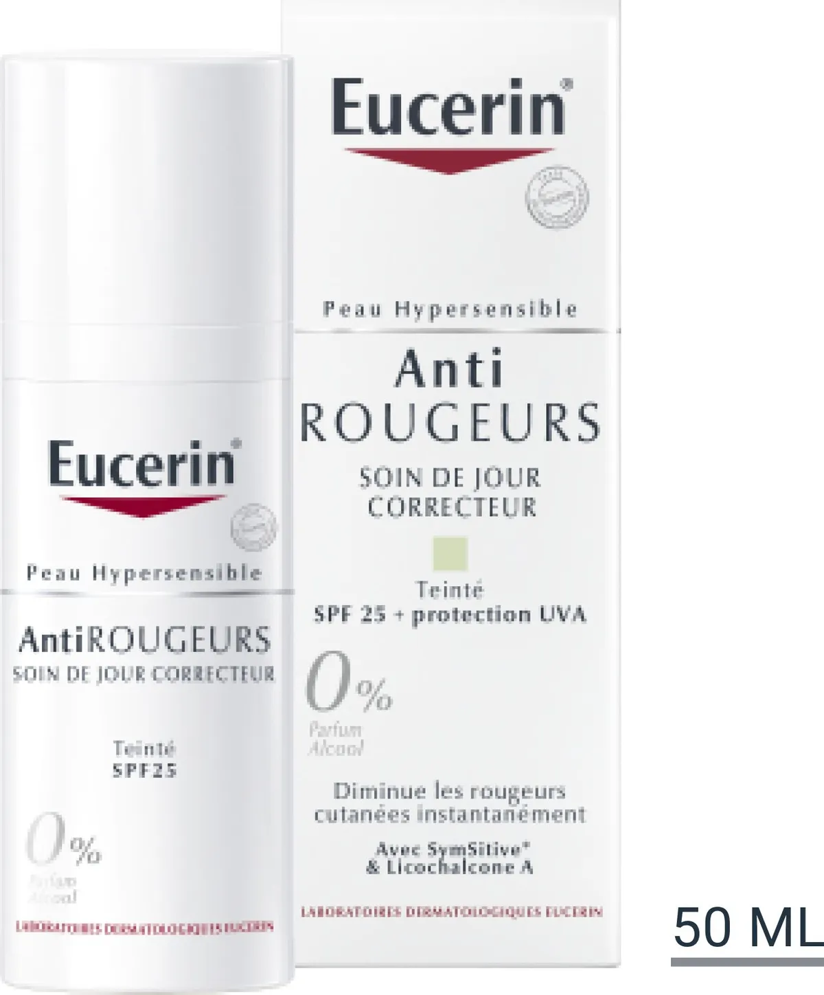 Eucerin Anti-Rougeurs Soin de Jour Correcteur Teinté SPF 25 + protection UVA Peau Hypersensible avec pompe 50ml