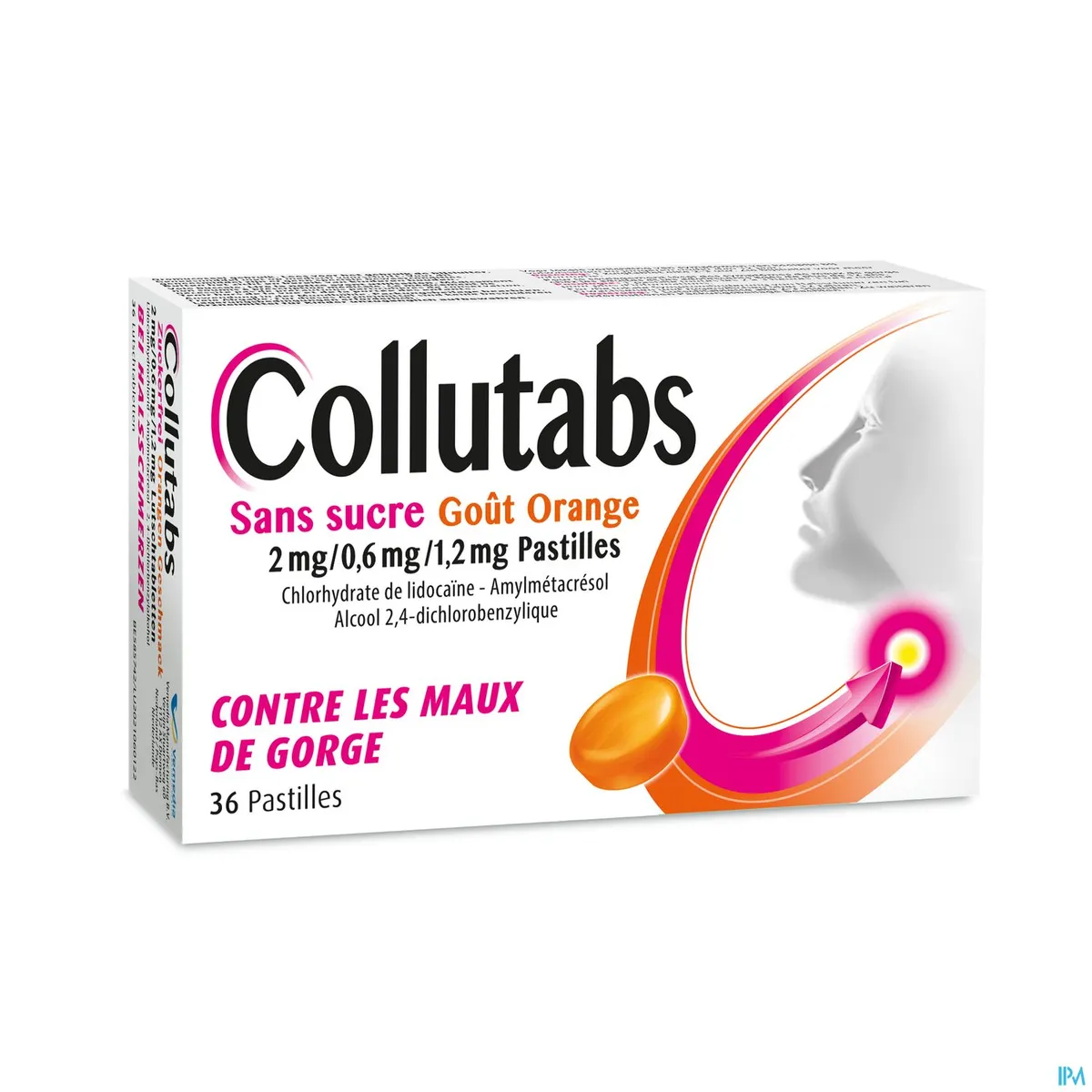 Collutabs Orange Sans Sucre 2mg/0,60mg/1,2mg 36 Pastilles